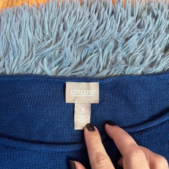 Chico's Royal Blue Crew Neck Cotton Sweater Size XL - Picture 2 of 5